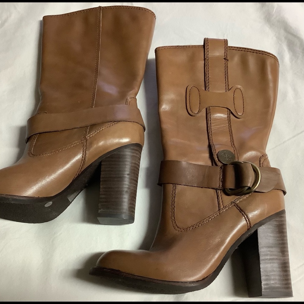 BCBGeneration Mid Calf Leather Boot, Size 9.5M